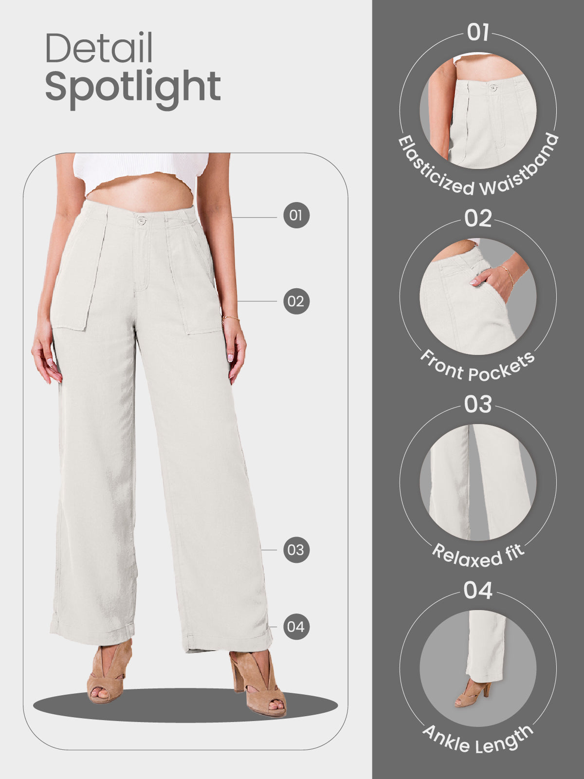 Blue Denim Linen Cargo Pants