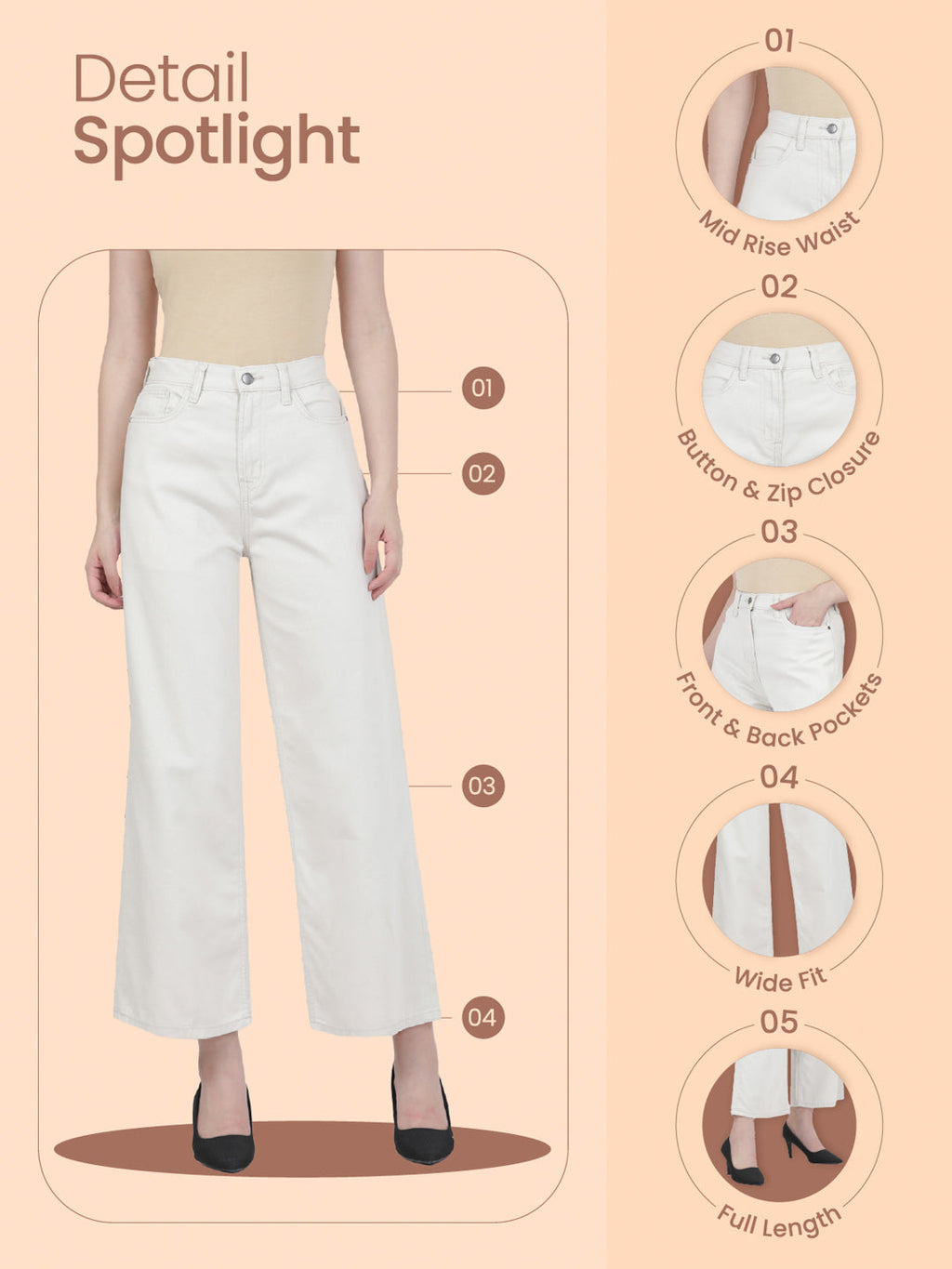 Light Beige Twill Wide Pants