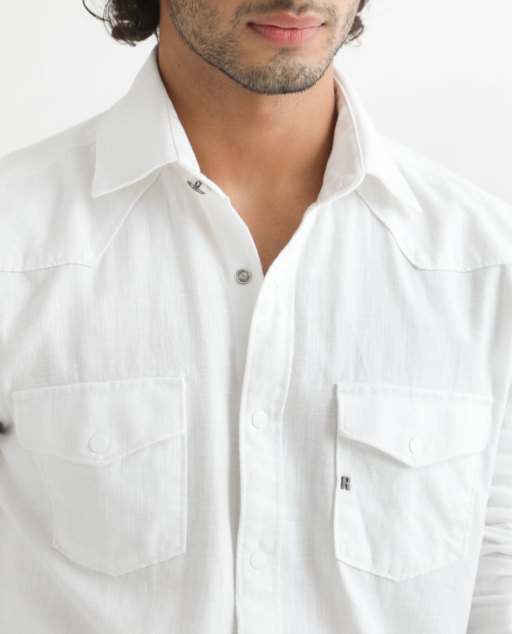 Rare Rabbit Men's Taison White Cotton Plain Regular Fit Full Sleeve Spread Collar Shirt