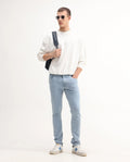 Rare Rabbit Men's Toke Light Blue Cotton Plain Hawk Slim Fit Jeans
