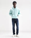 Rare Rabbit Men's Toke Dark Blue Cotton Plain Hawk Slim Fit Jeans