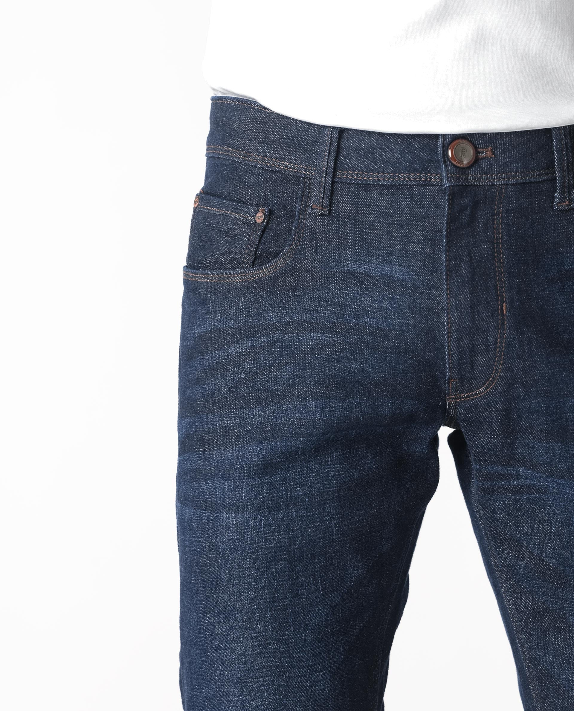 Rare Rabbit Men's Toledo Navy Cotton Plain Hawk Slim Fit Jeans
