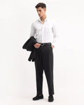 Rare Rabbit Men's Tori Black Cotton Plain Relaxed Fit Trouser
