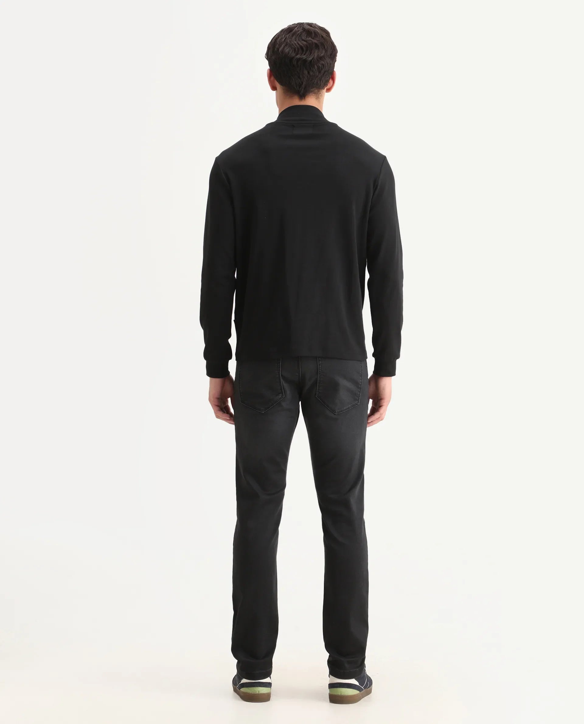 Rare Rabbit Men's Tours-1 Dark Grey Cotton Blend Fabric Hawk Slim Plain Jeans
