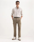 Rare Rabbit Men's Traco Dark Beige Cotton Plain Regular Fit Trouser