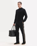 Rare Rabbit Men's Tracksign Black Cotton Plain Regular Fit Trouser