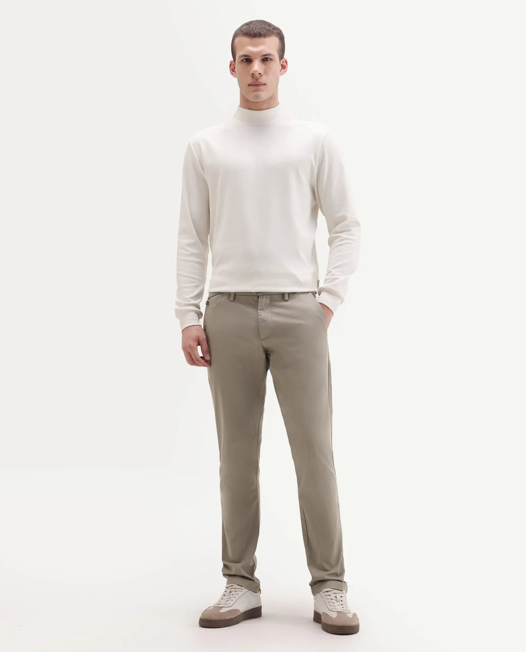 Rare Rabbit Men's Travel-24 Dark Beige Poly Viscose Lycra Fabric Blend Regular Fit Solid Trousers