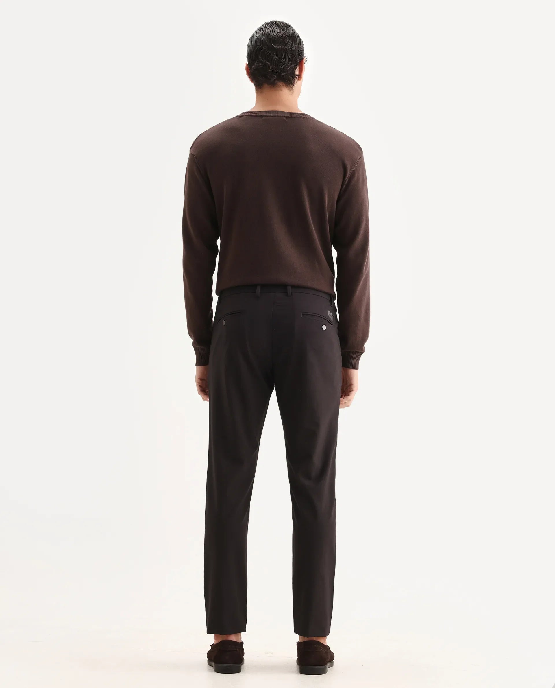 Rare Rabbit Mens Travel-24 Maroon Polyester Viscose Lycra Fabric Mid Rise Regular Fit Solid Trousers
