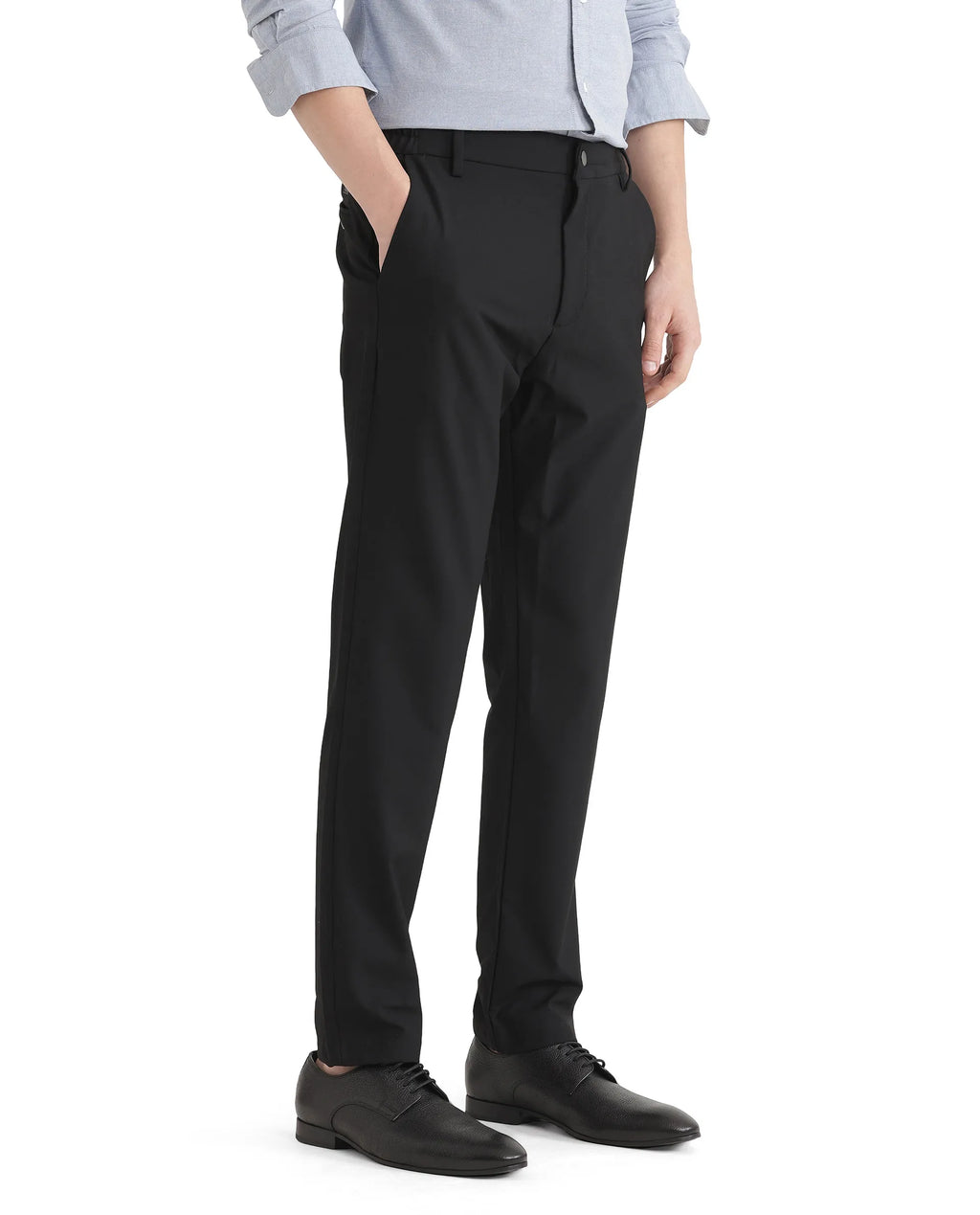 Rare Rabbit Men's Travel Uni Black Polyester Blend Plain Regular Fit Trouser