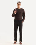 Rare Rabbit Men's Traveller Maroon Solid Mid-Rise Regular Fit Trouser