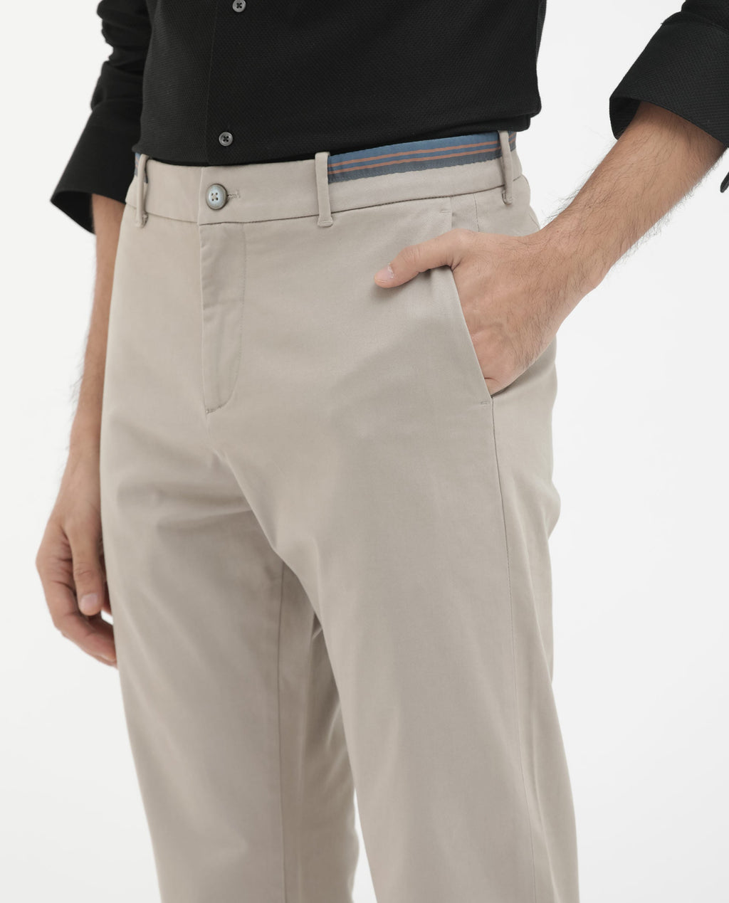 Rare Rabbit Men's Trello Beige Cotton Blend Plain Regular Fit Trouser