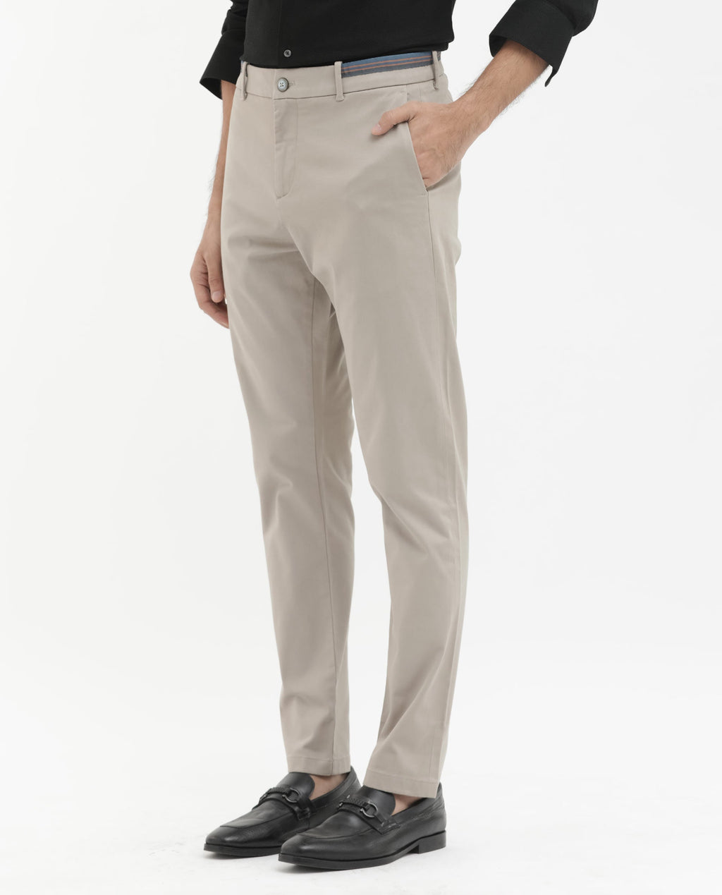 Rare Rabbit Men's Trello Beige Cotton Blend Plain Regular Fit Trouser
