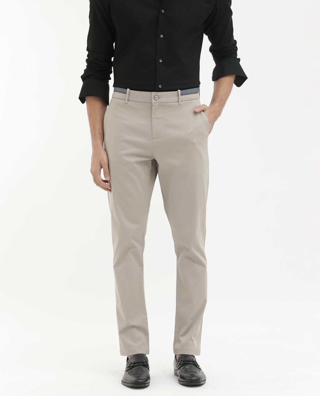 Rare Rabbit Men's Trello Beige Cotton Blend Plain Regular Fit Trouser