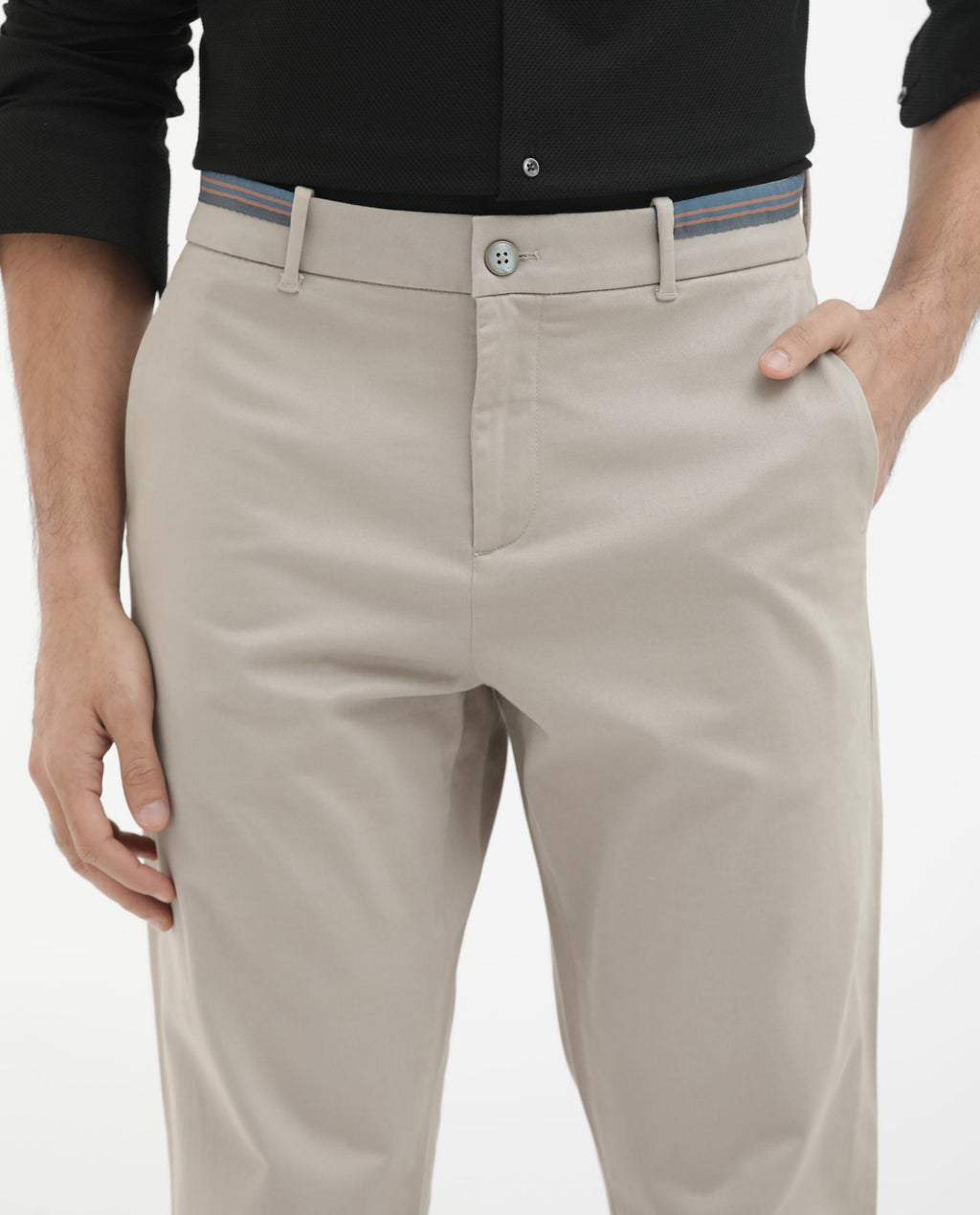 Rare Rabbit Men's Trello Beige Cotton Blend Plain Regular Fit Trouser