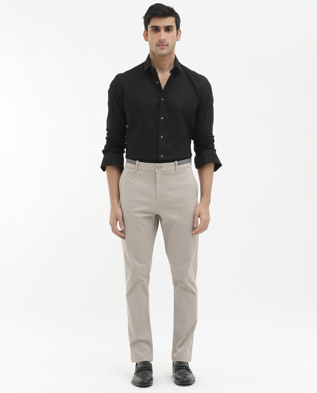Rare Rabbit Men's Trello Beige Cotton Blend Plain Regular Fit Trouser