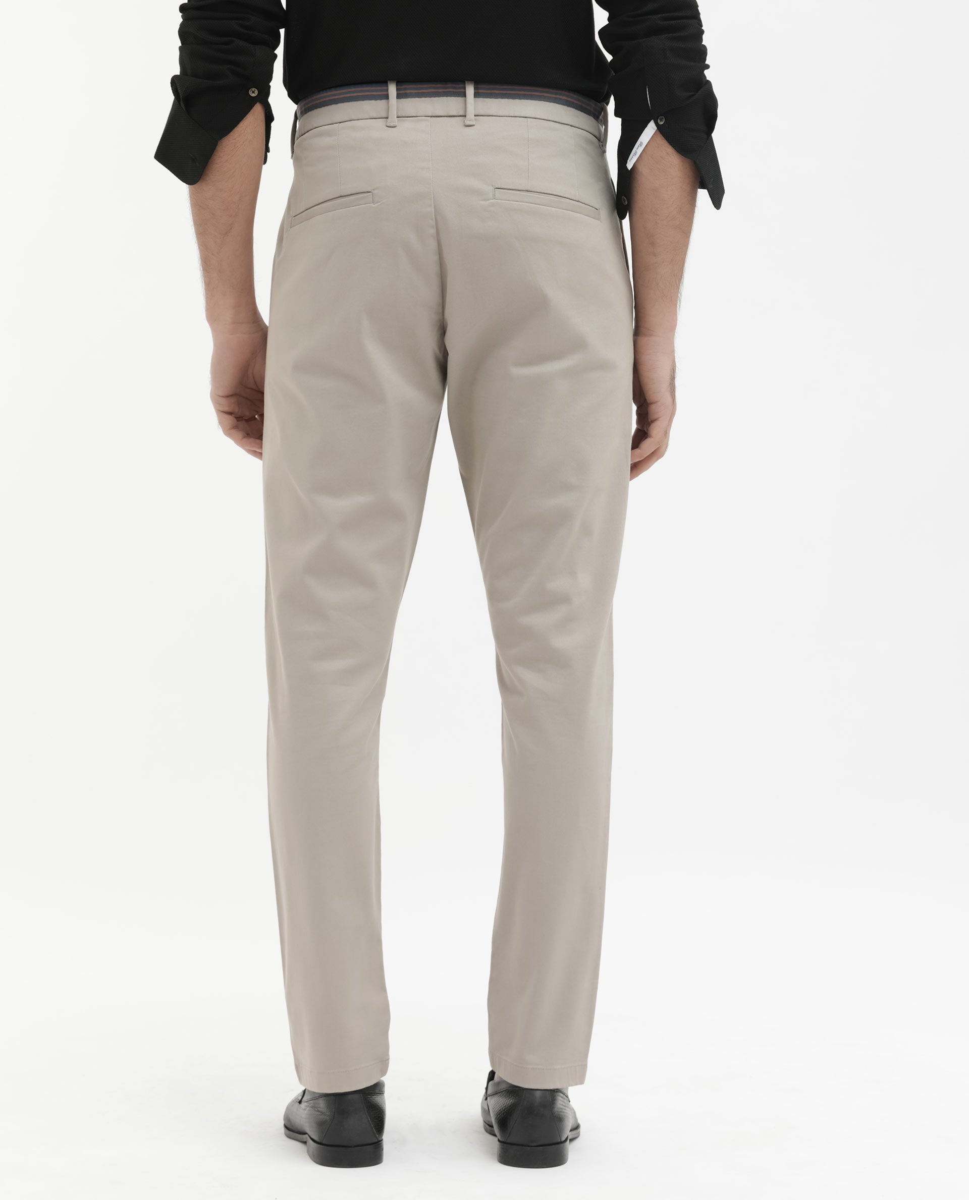 Rare Rabbit Men's Trello Beige Cotton Blend Plain Regular Fit Trouser