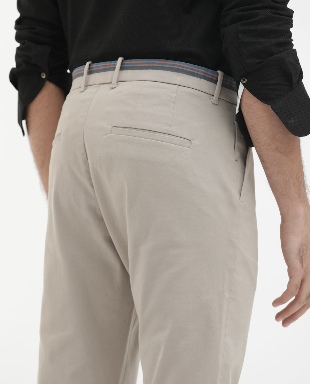 Rare Rabbit Men's Trello Beige Cotton Blend Plain Regular Fit Trouser
