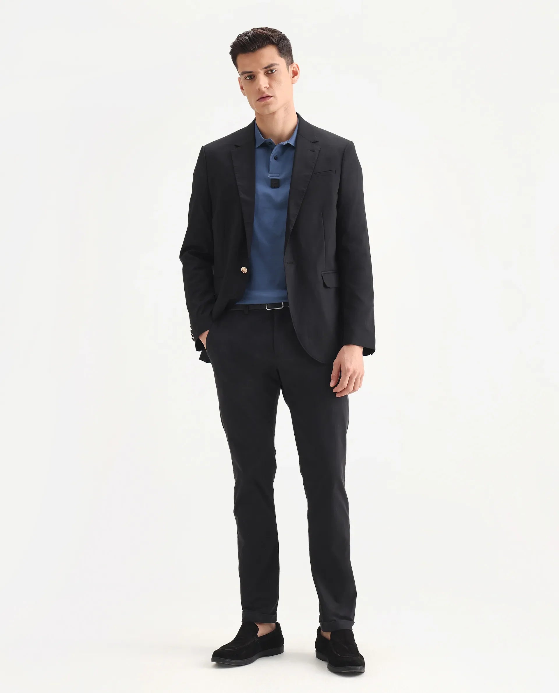 Rare Rabbit Men's Trews-22 Black Cotton Plain Regular Fit Trouser