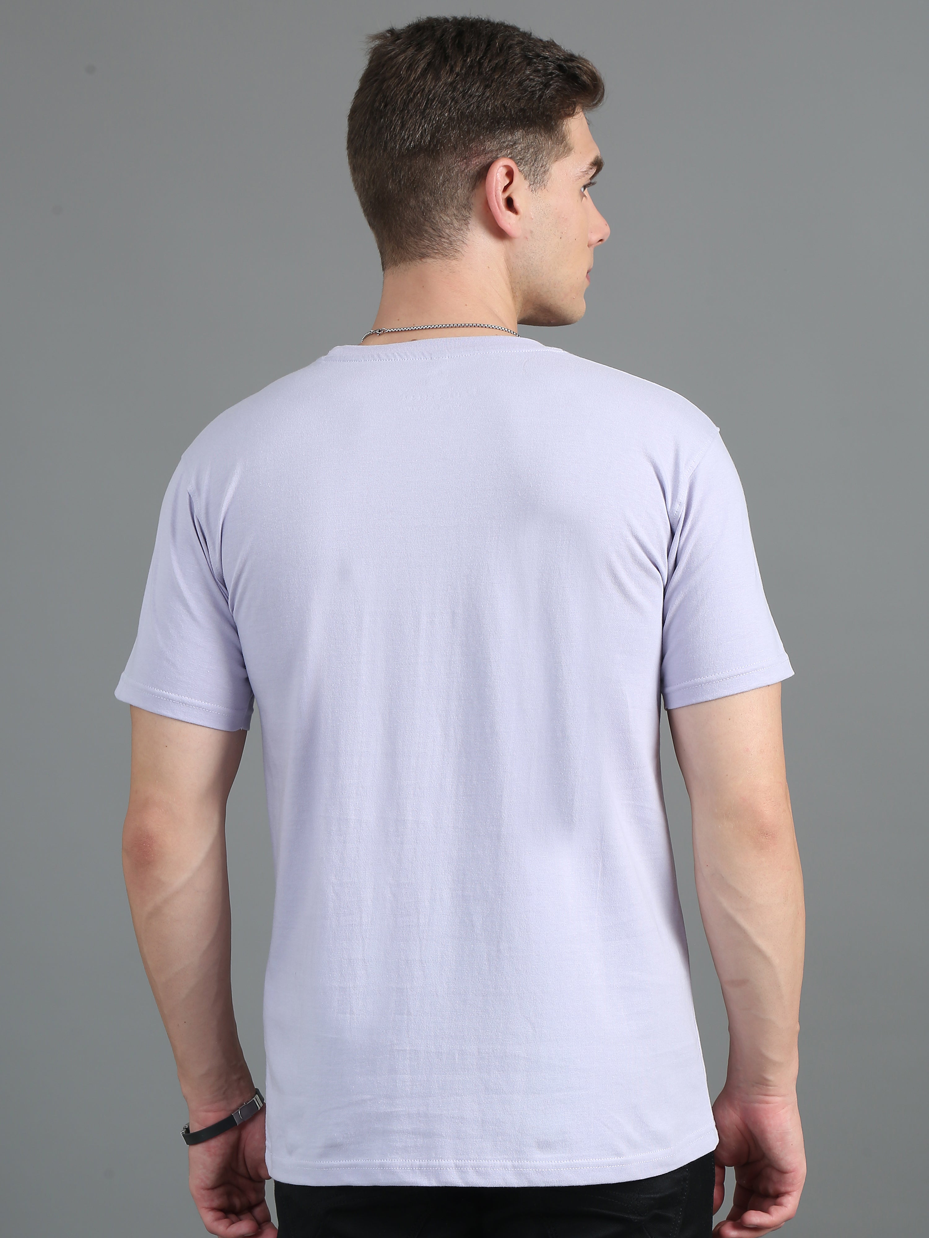 Men Plain Lavender T-Shirt