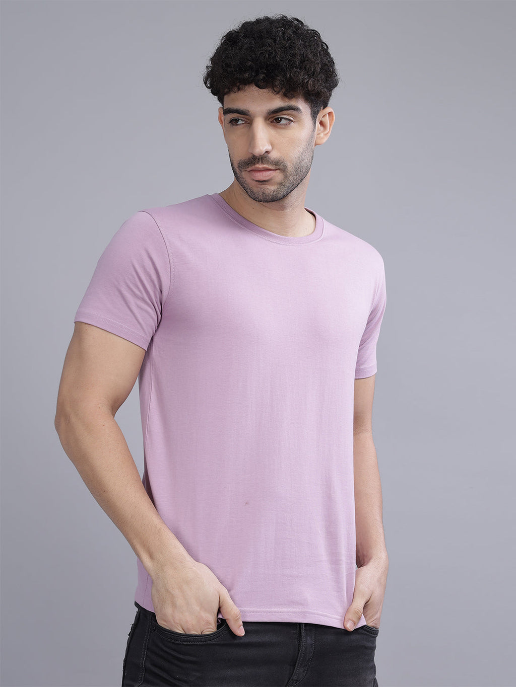 Men Plain Mauve T-Shirt