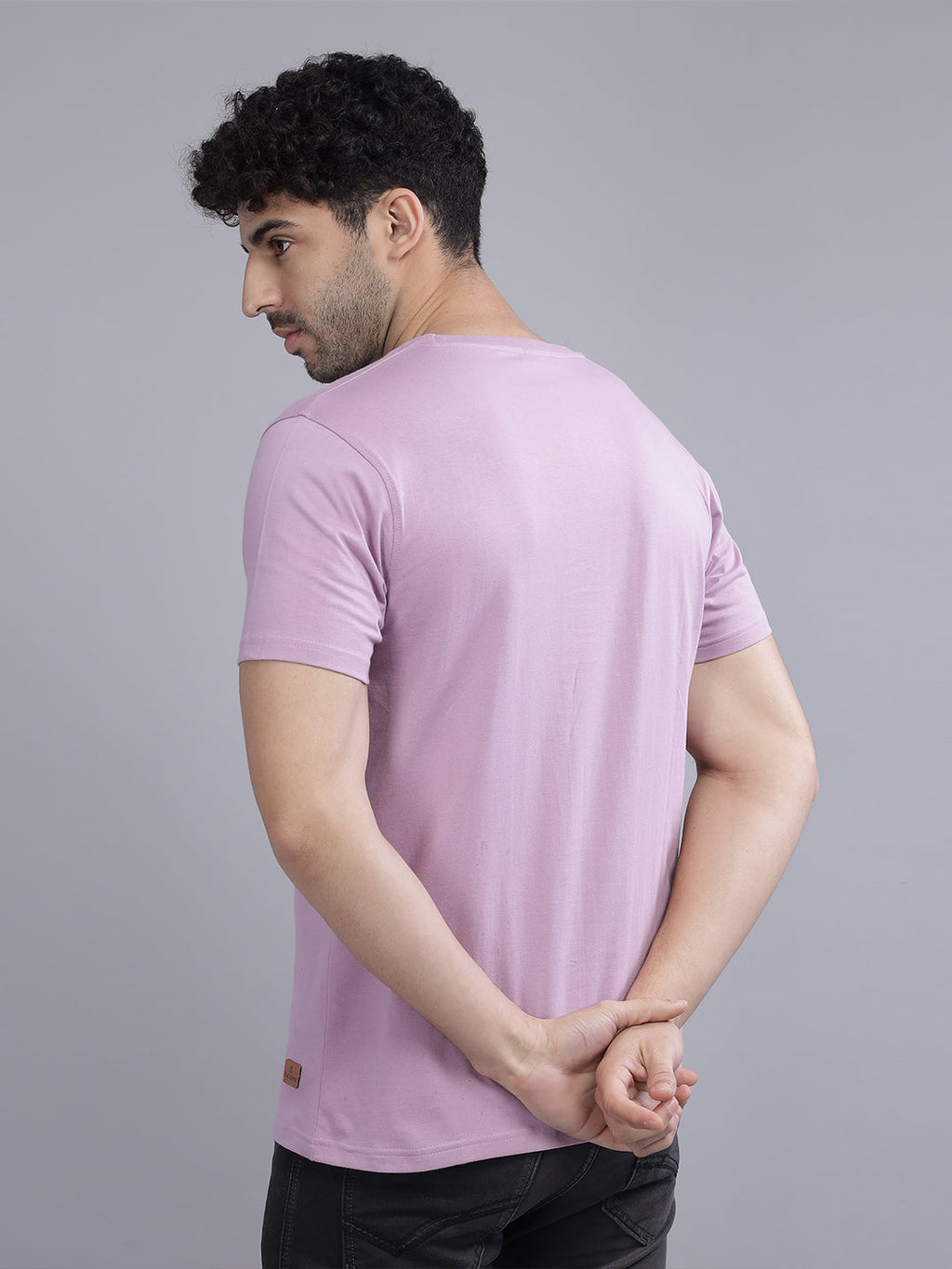 Men Plain Mauve T-Shirt