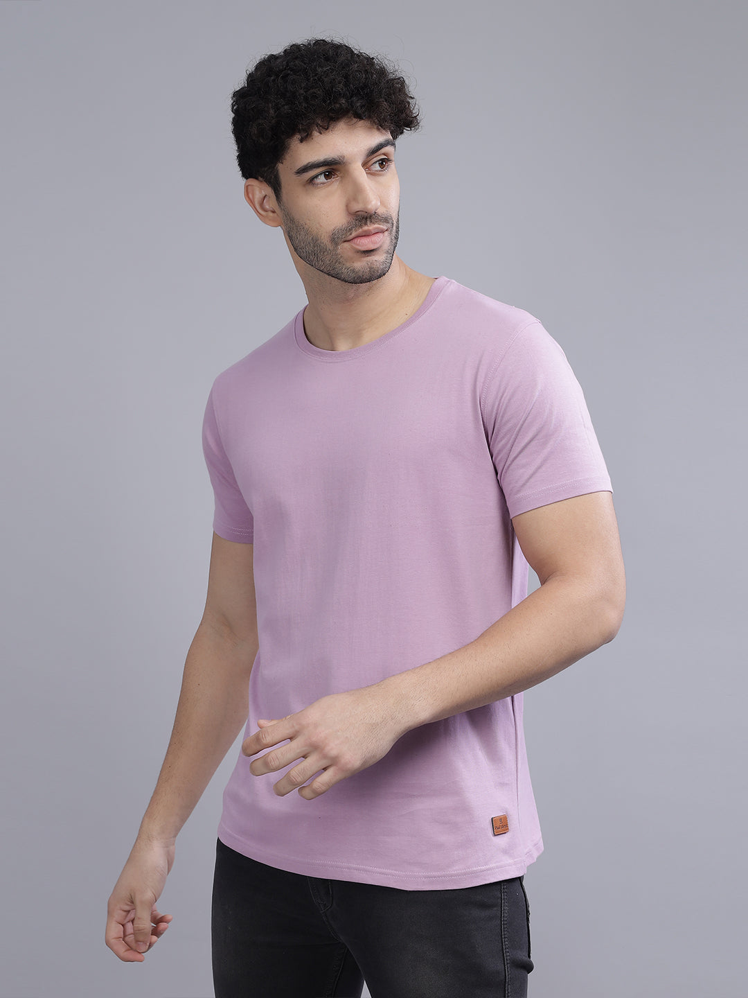 Men Plain Mauve T-Shirt