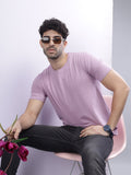 Men Plain Mauve T-Shirt