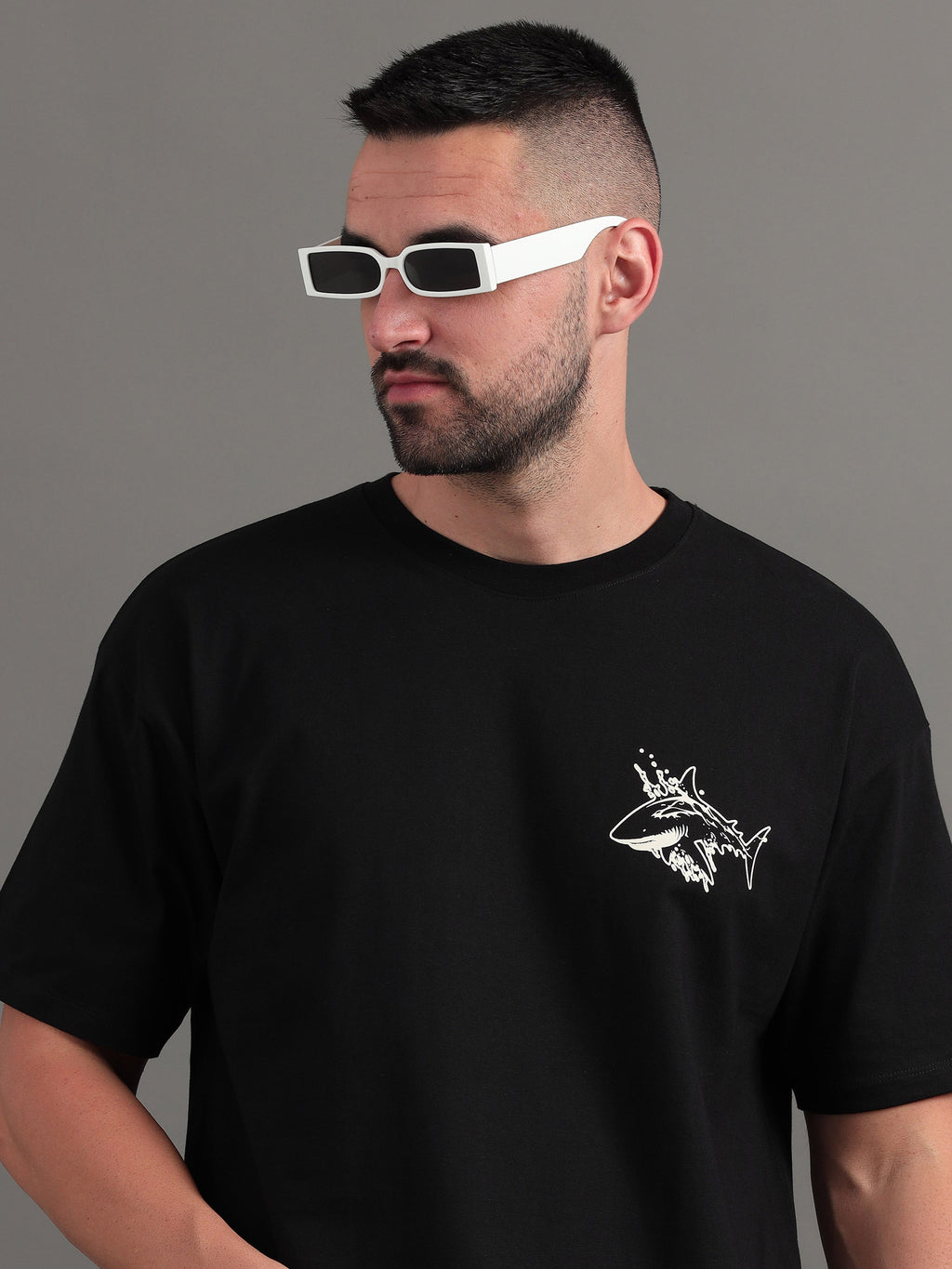 Men Chill and Relax Black Oversized T-Shirt