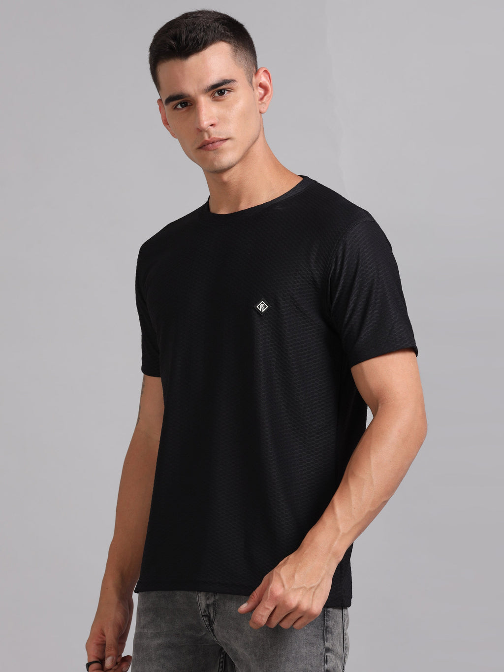 Men Whirl Tex Black T-Shirt