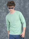 Men Piped Solid Green Full Sleeve T-Shirt