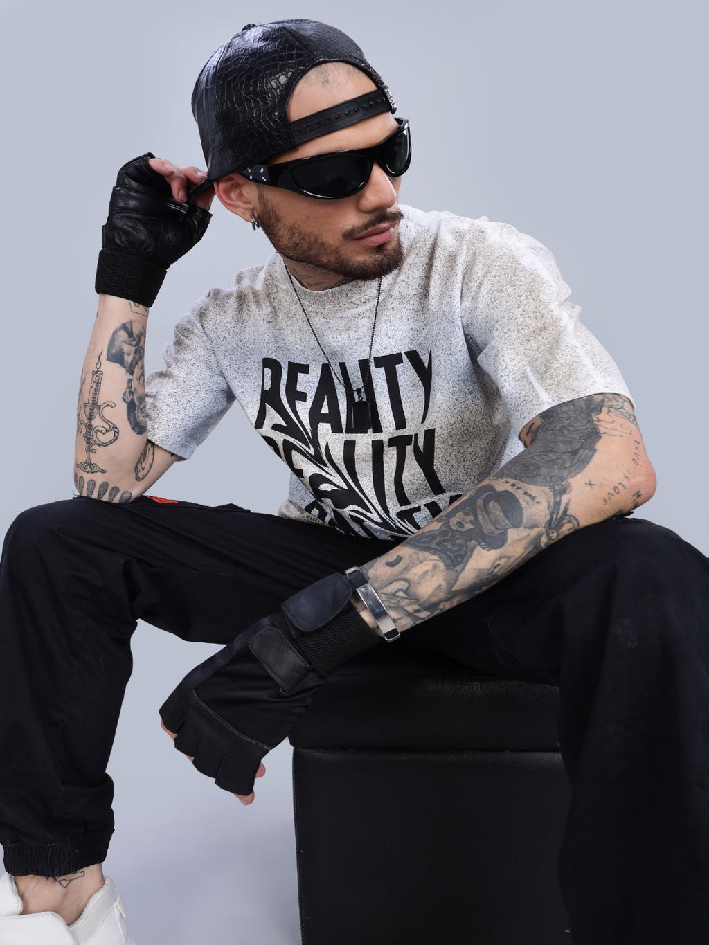 Men Reality Oversized Pink T-Shirt