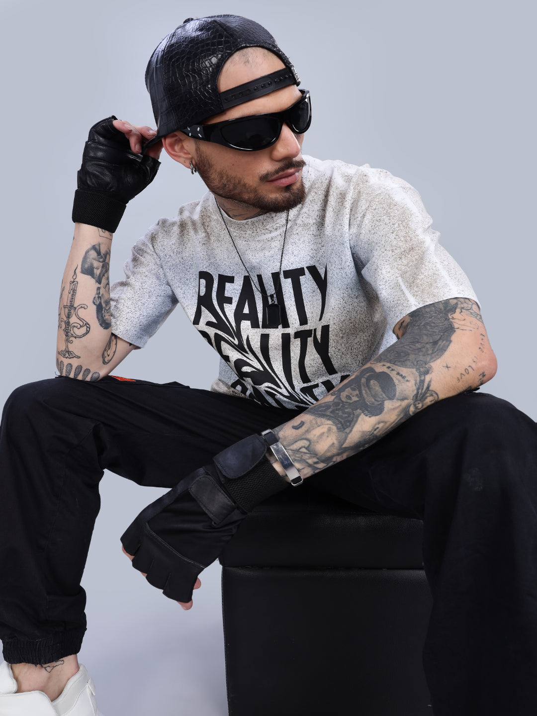 Men Reality Oversized Pink T-Shirt