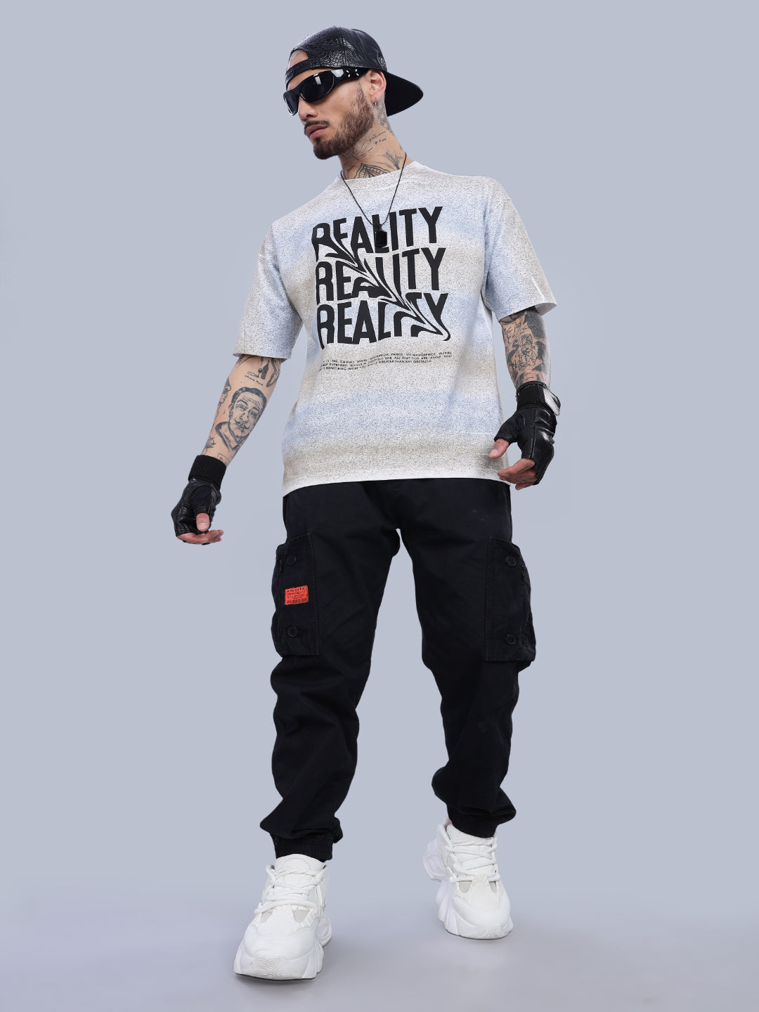 Men Reality Oversized Blue T-Shirt