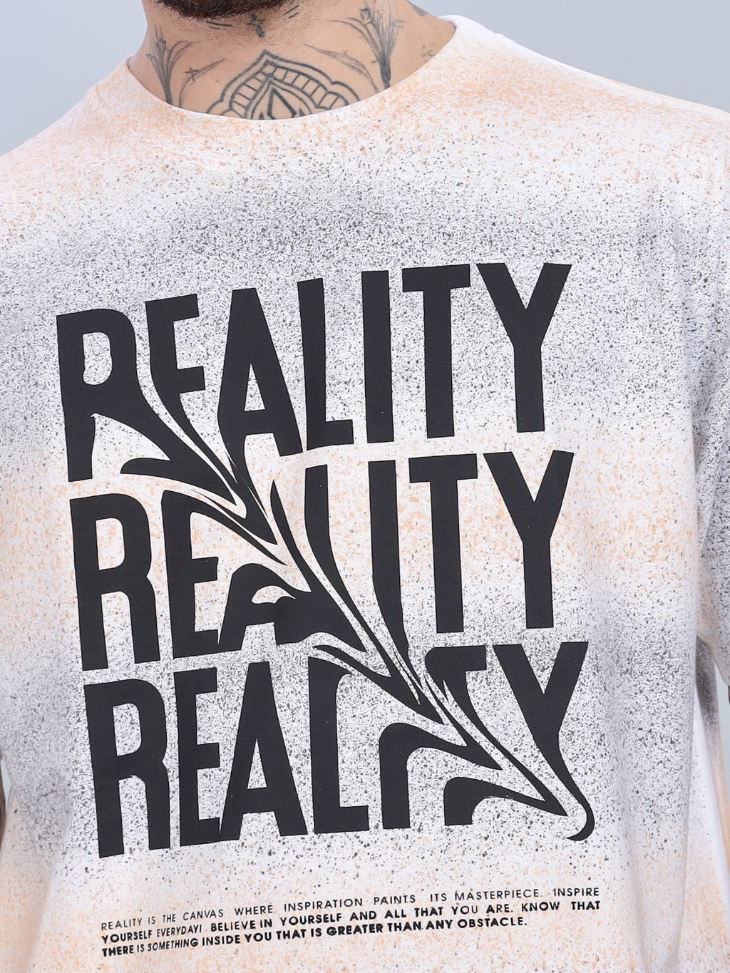Men Reality Oversized Cream T-Shirt