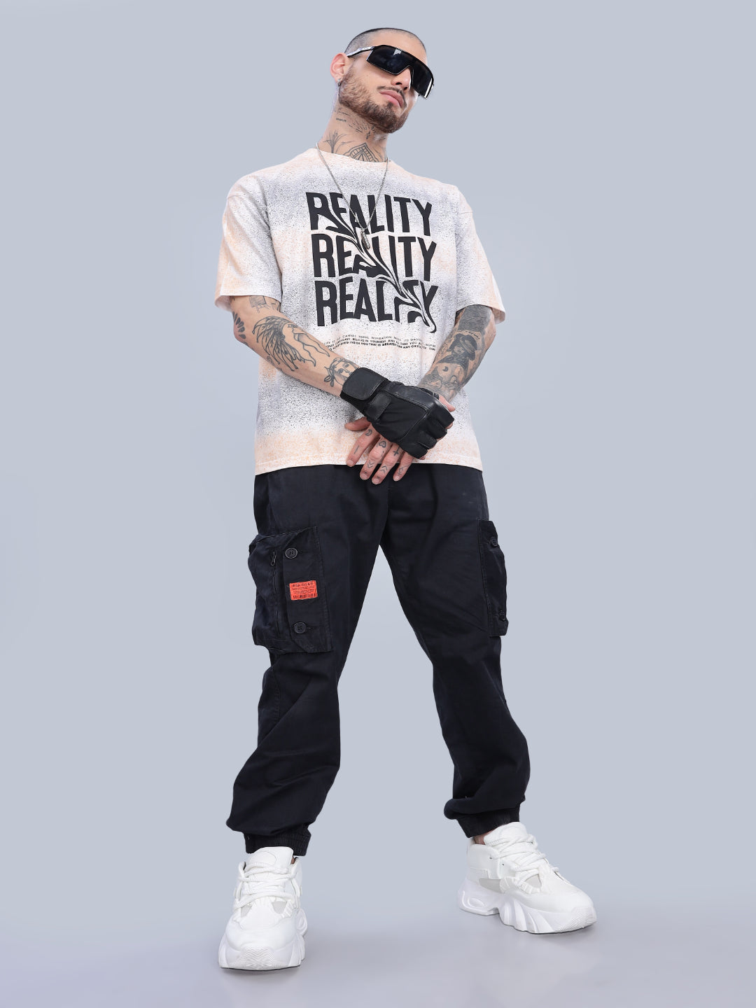 Men Reality Oversized Cream T-Shirt