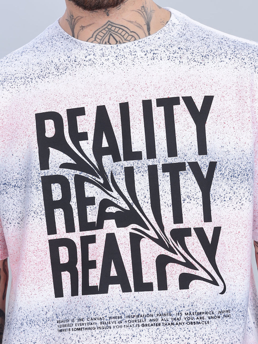 Men Reality Oversized Pink T-Shirt