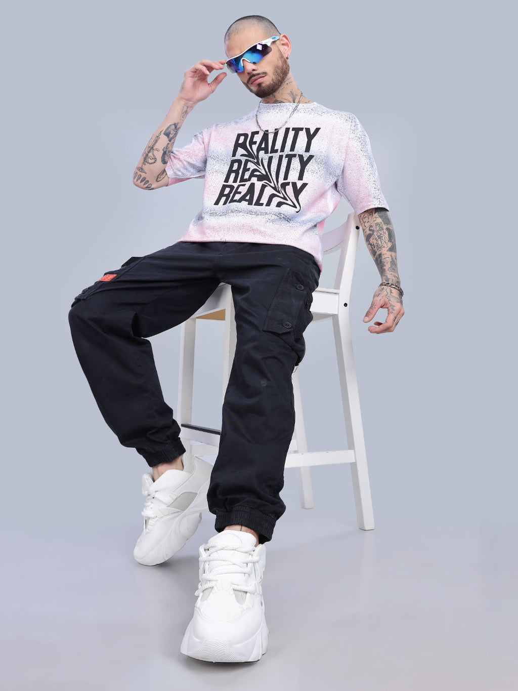 Men Reality Oversized Cream T-Shirt