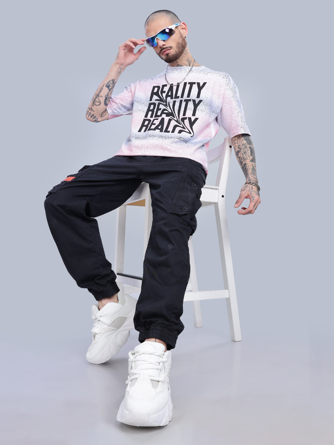 Men Reality Oversized Cream T-Shirt