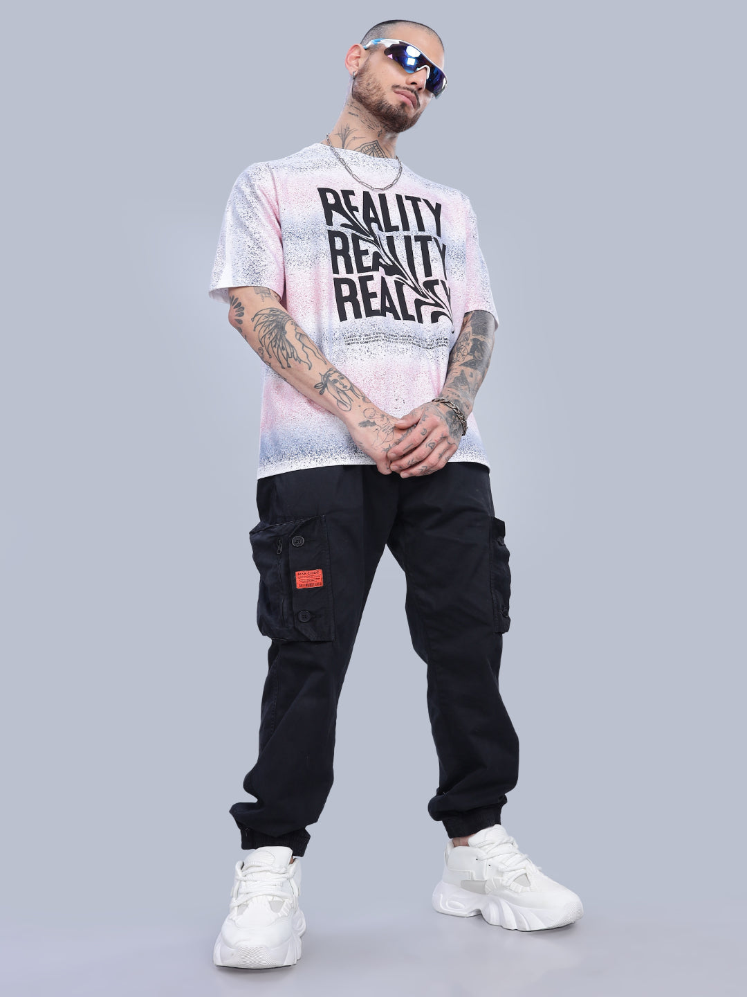 Men Reality Oversized Pink T-Shirt
