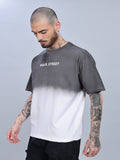Men Half Hue Oversized Grey T-Shirt