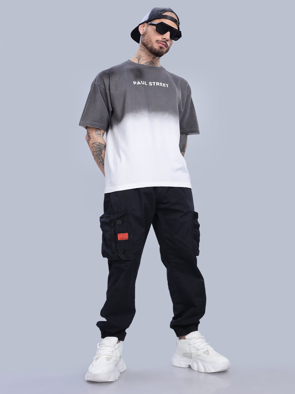 Men Half Hue Oversized Grey T-Shirt