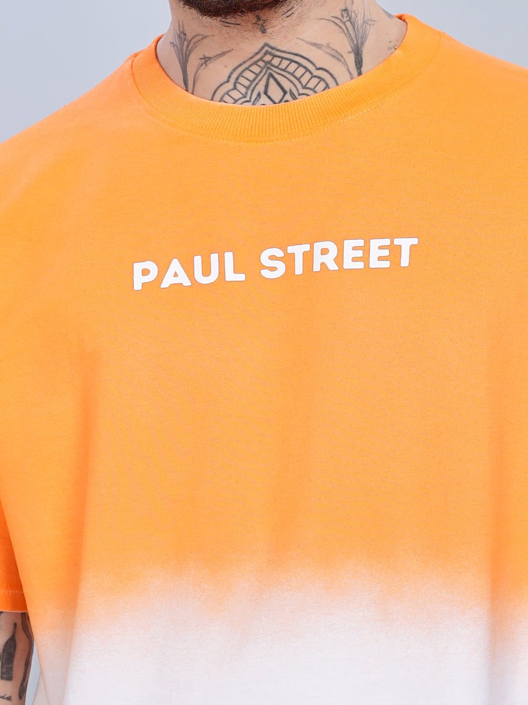 Men Half Hue Oversized Orange T-Shirt