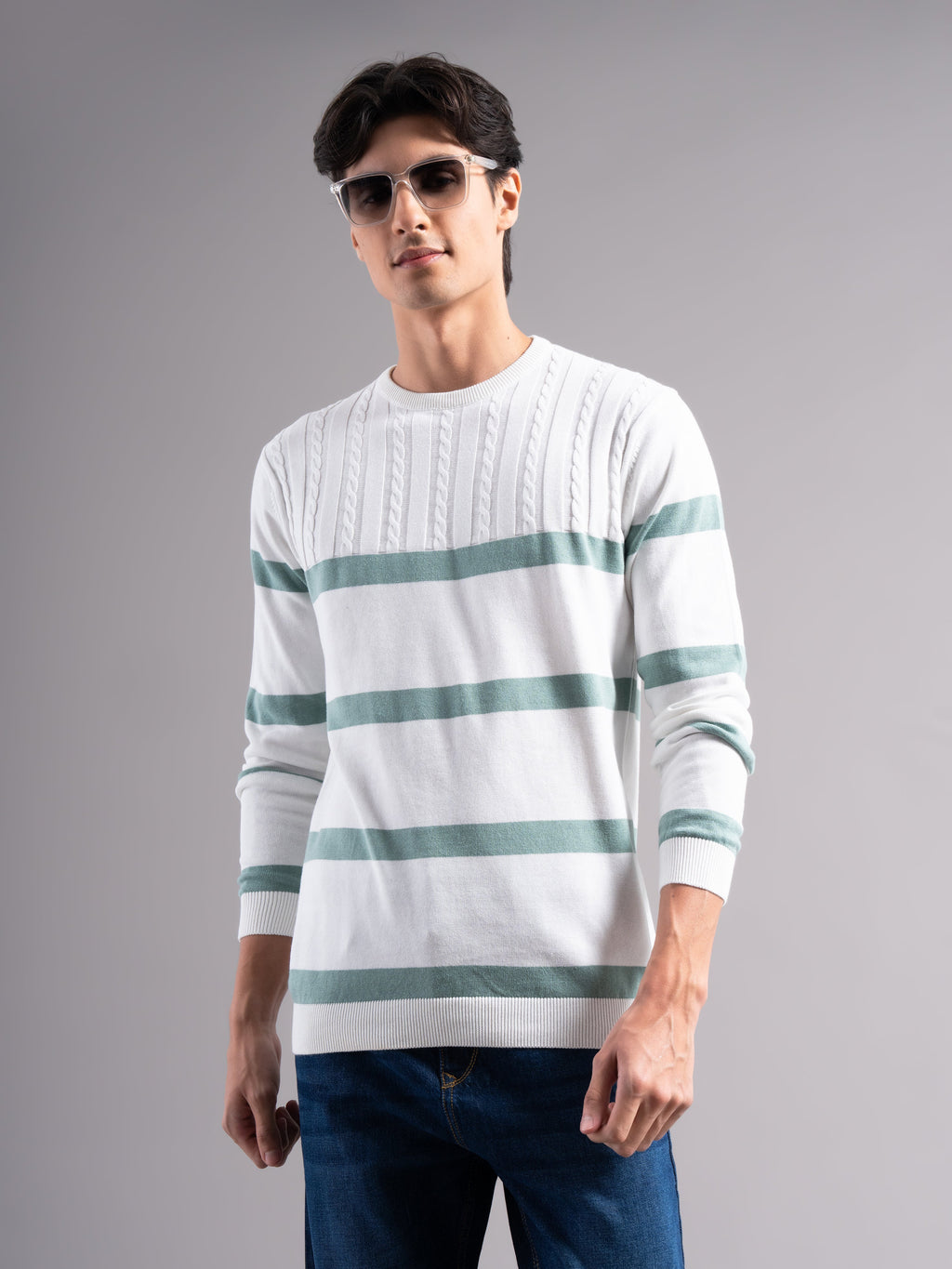 Men Astor Green Knit T-Shirt