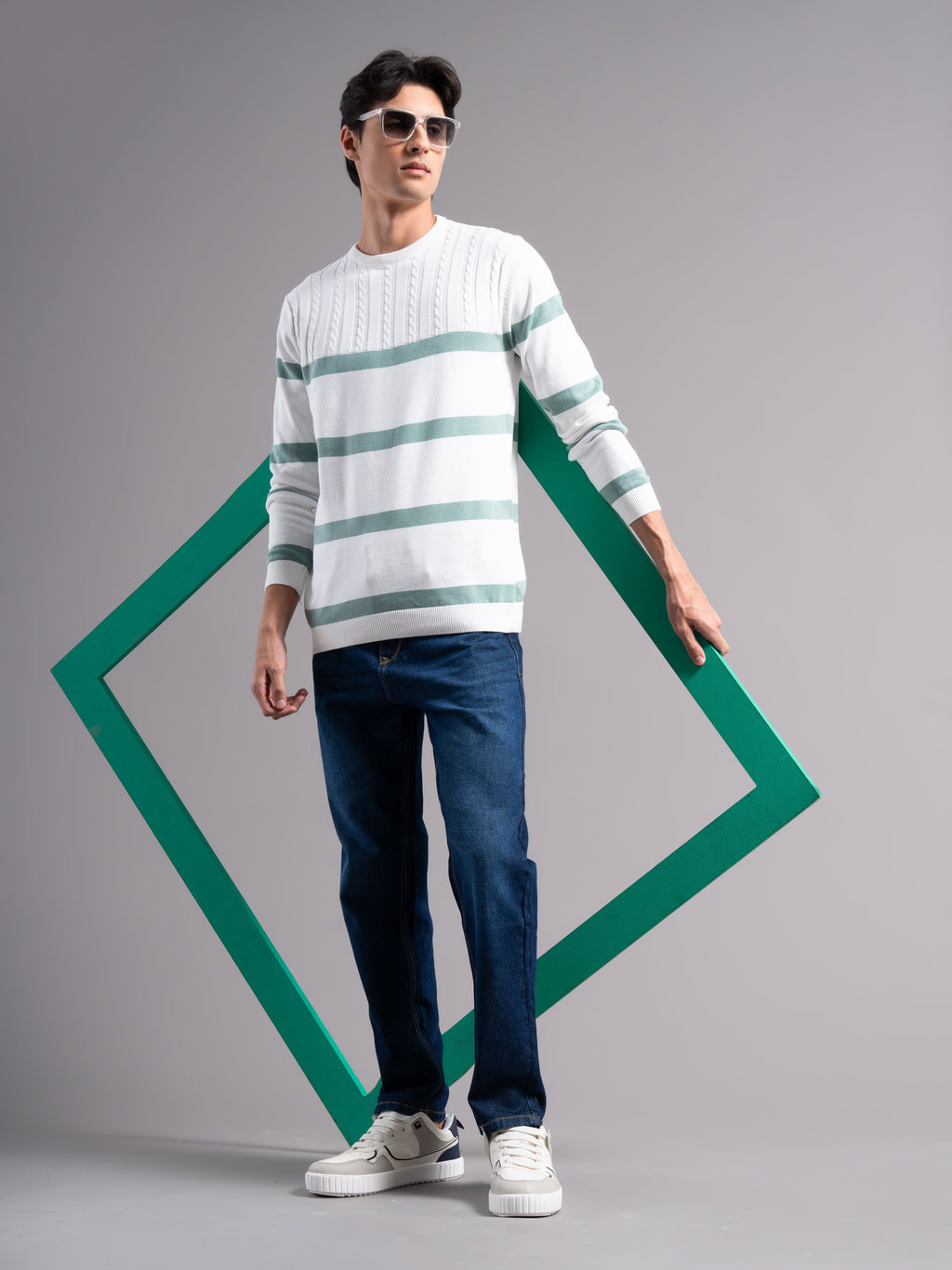 Men Astor Green Knit T-Shirt