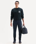Rare Rabbit Men's Twig Navy Polyester Checked Print Regular Fit Trouser