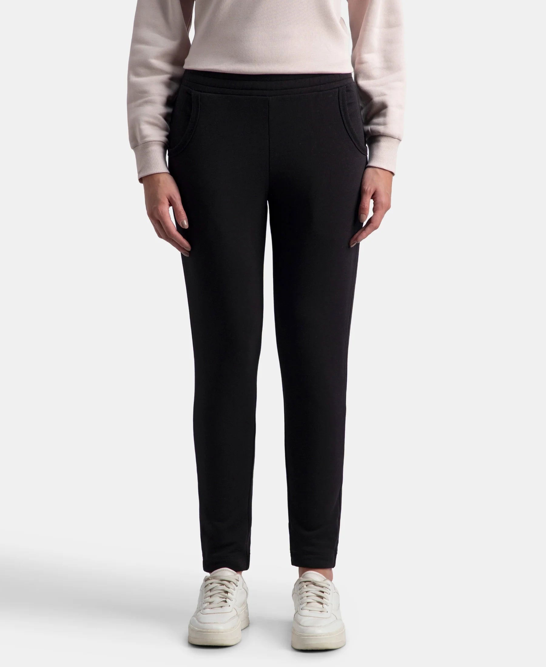 Super Combed Cotton Rich Fleece Fabric Regular Fit Joggers with StayWarm Technology - Black