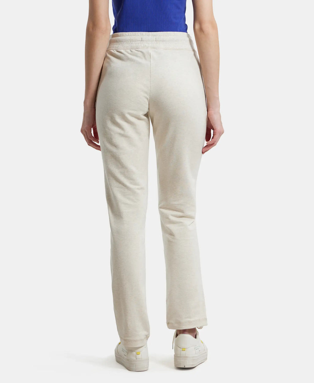 Super Combed Cotton French Terry Track Pant with Side Pockets - Cream Melange