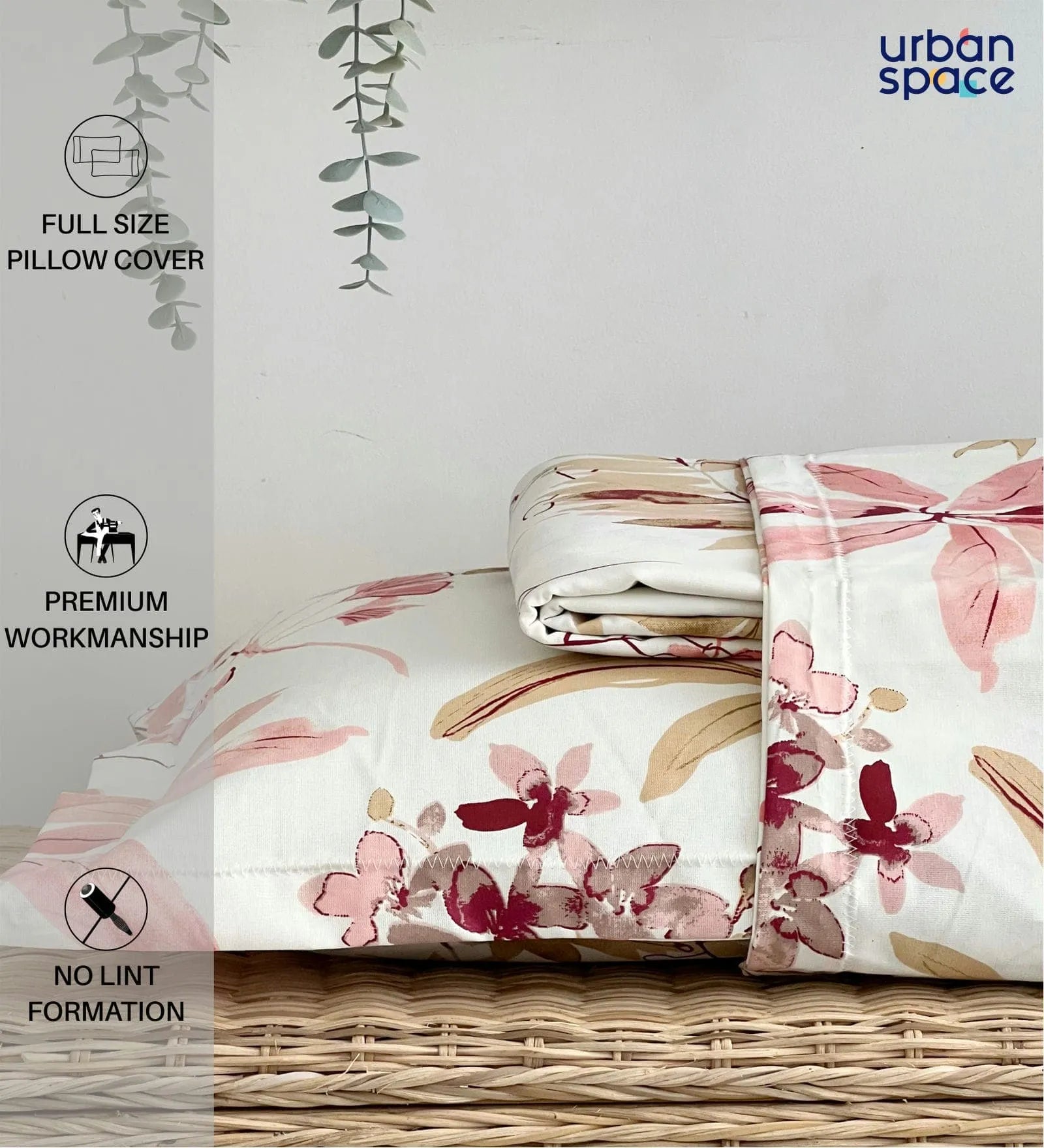 Gift Box Serene 200 TC 100% Cotton Printed Bedsheet with Pillow Covers - Floral Feast Peach