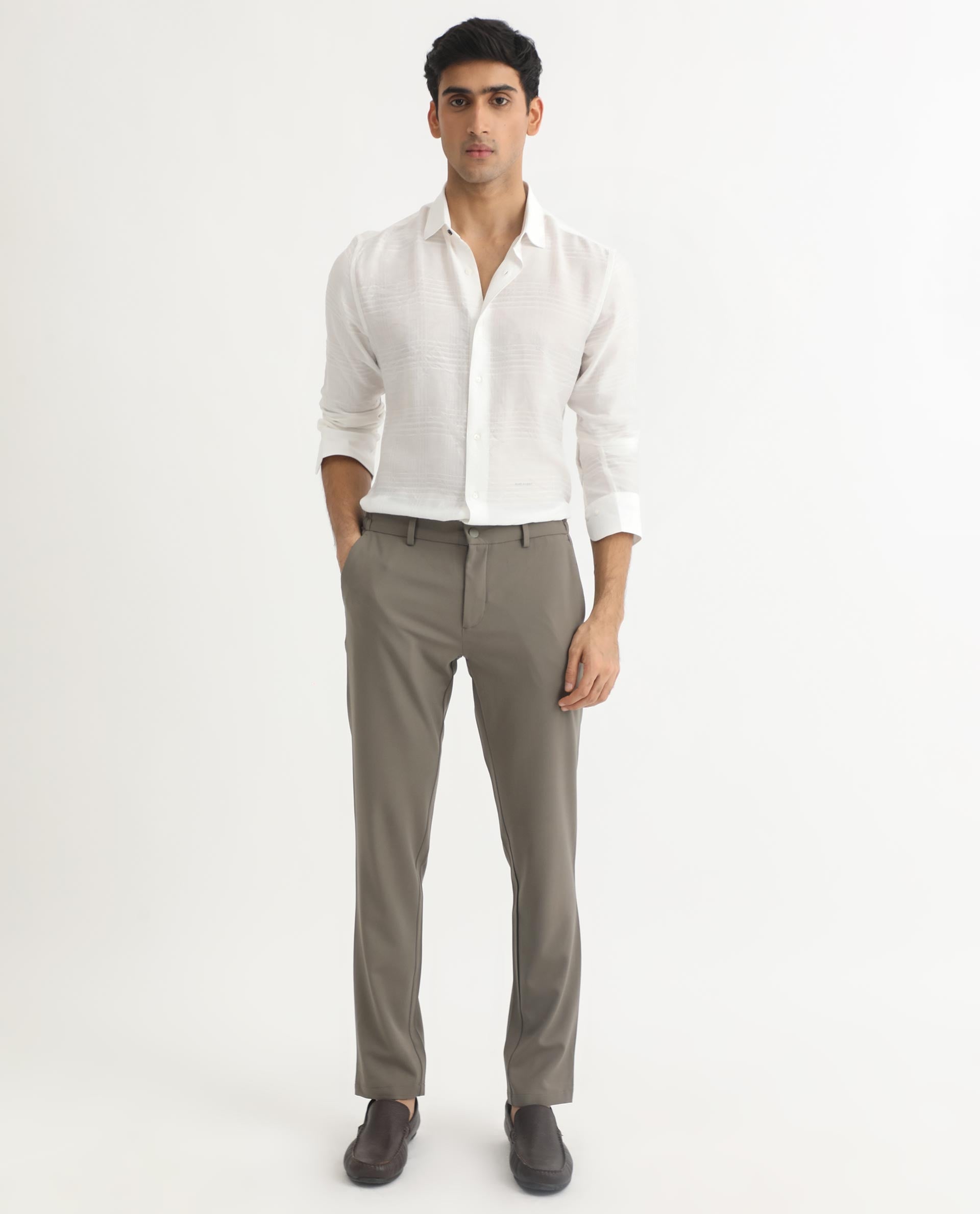 Rare Rabbit Men's Vagen Off White Viscose Checked Print Regular Fit Full Sleeve Collared Shirt