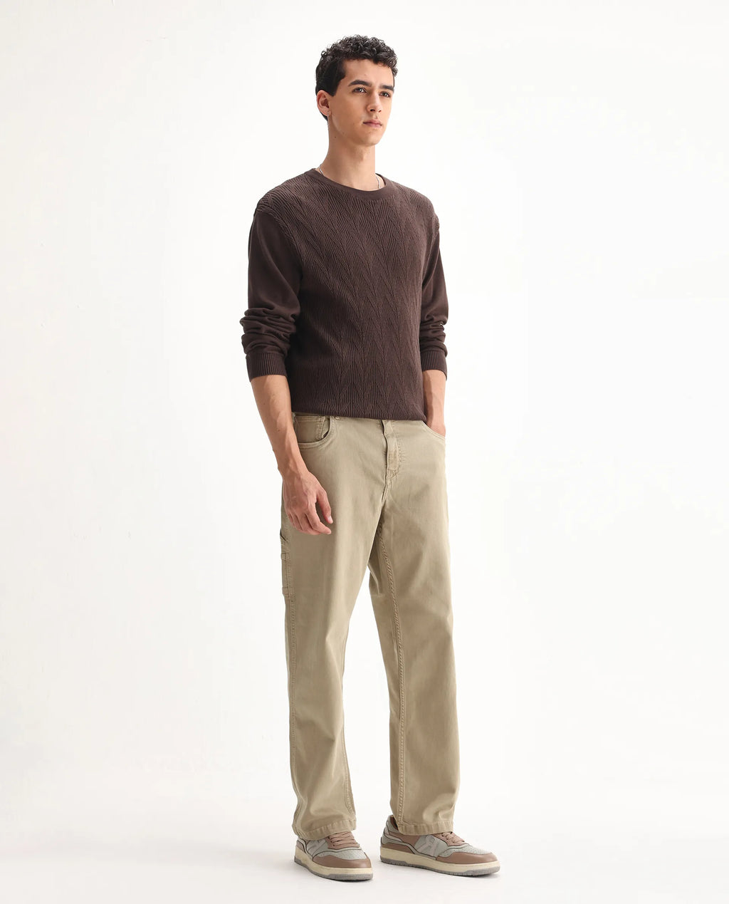 Rare Rabbit Men's Vannes Light Green Cotton Plain Loose Fit Jeans